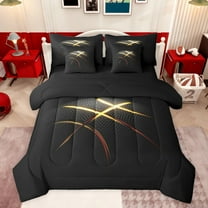 jejeloiu Ball Game Gaming 7-Piece Twin Bedding Sets,Basketballsport Bedding Comforter Set,Black Gold Sheet Sets For Men Women,Super Cozy Room Decor Reversible