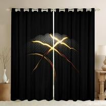 jejeloiu Ball Game Gaming Black Out Curtains,Basketballsport Curtains Pack of 2 (42x63 Each),Black Gold Bedroom Curtains For Men Women,Super Cozy Room Decor