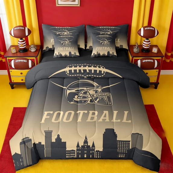 jejeloiu Ball Sport Game 7pcs Bedding Comforter Set,American Rugby Football Queen Bedding Sets For Teens Reversible