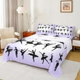thumbnail image 1 of jejeloiu Ballet Girls Twin Sheet Sets,Ballerina Silhouette Twin Fitted Sheet,Purple White Black Flat Sheet For Girls,Lightweight Room Decor,3pcs, 1 of 7