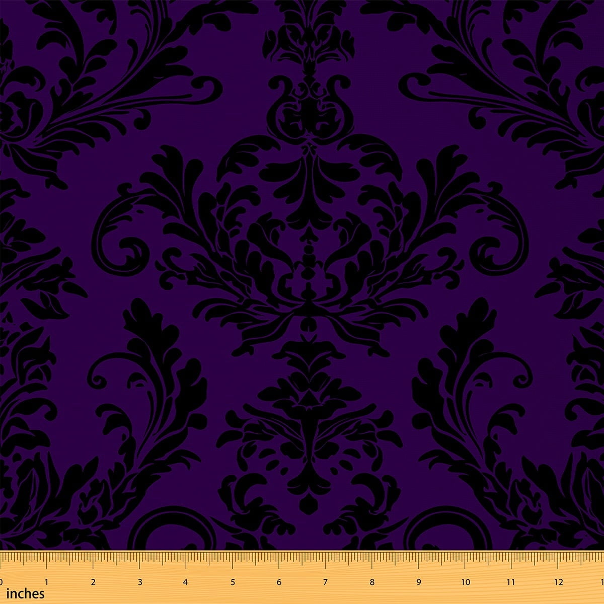 jejeloiu Baroque Gothic Theme Fabric by the Yard 2 Yards,Damask Print Room Decor Fabric by the Yard,Purple Black Fabric for Sewing For Adults,Ultra Soft Bedroom Decoration