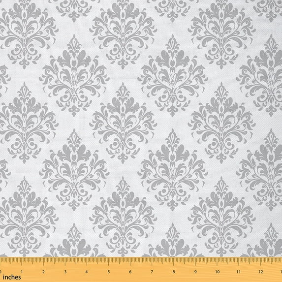 jejeloiu Baroque Gothic Theme Fabric by the Yard 2 Yards,Damask Print Room Decor Fabric by the Yard,White Jacquard Fabric for Sewing For Adults,Ultra Soft Bedroom Decoration