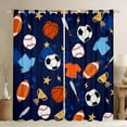 thumbnail image 1 of jejeloiu Baseball Game Blackout Curtains (2-Pack,42x63),Rugby Basketball Sport,Microfiber Decor For Kids, 1 of 6