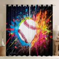 thumbnail image 1 of jejeloiu Baseball Game Lovers Curtains Pack of 2 (42x84 Each),Ball Sport Gaming Curtains Blackout,Multicolor Graffiti Art Bedroom Curtains For Kids,Luxury Bedroom Decor, 1 of 6