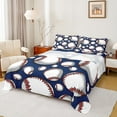 thumbnail image 1 of jejeloiu Baseball Twin Sheet Set,Sport Deep Blue White,Ultra Soft Decor For Boys,3-Piece, 1 of 7