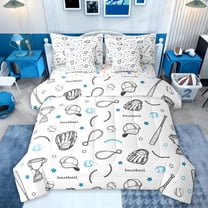 jejeloiu Baseball Games 7-Piece Twin Bedding Sets,Cute Cartoon Stars Bedding Comforter Set For Boys Reversible