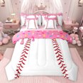 thumbnail image 1 of jejeloiu Baseball Games 7-Piece Twin Bedding Sets,Ice Cream Print Bedding Comforter Set For Girls Teens Reversible, 1 of 7