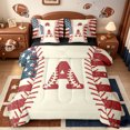 thumbnail image 1 of jejeloiu Baseball Games 7-Piece Twin Bedding Sets,Letter A Monogrammed Bedding Comforter Set For Boys Kids Reversible, 1 of 8