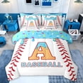 thumbnail image 1 of jejeloiu Baseball Ice Cream 7-Piece Twin Bedding Sets,Letter A Monogrammed Bedding Comforter Set For Boy Girl Reversible, 1 of 7