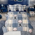 thumbnail image 1 of jejeloiu Baseball Sport Game 7pcs Bedding Comforter Set,Beige Blue Plaid Grid Queen Bedding Sets For Teens Reversible, 1 of 8