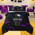 thumbnail image 1 of jejeloiu Basketball Game Bedding Comforter Set,Modern Geometric Honeycomb Twin Comforter Sets,Purple Black Blue Bedding Set For Boys Kids,Super Cozy Room Decor Reversible,2-Piece, 1 of 8