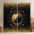 thumbnail image 1 of jejeloiu Basketball Game Gaming Blackout Curtains Set of 2 (52x84 Each),Gold Glitter Print Window Curtains For Boys Girls, 1 of 6