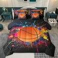 thumbnail image 1 of jejeloiu Basketball Sport 7pcs Bedding Comforter Set,Boys Ball Game Queen Bedding Sets,Colorful Splashing Ink Queen Sheet Sets For Boys Teens,Breathable Home Decor Reversible, 1 of 8