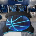 thumbnail image 1 of jejeloiu Basketball Sport Game 7-Piece Bedding Comforter Set,Neon Blue Black King Bedding Sets For Boys Kids Reversible, 1 of 8