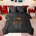 thumbnail image 1 of jejeloiu Basketball Sport Games 7pcs Bedding Comforter Set,Ball Lovers Queen Bedding Sets,Black Orange Queen Sheet Sets For Teens,Luxury Bedroom Decor Reversible, 1 of 8