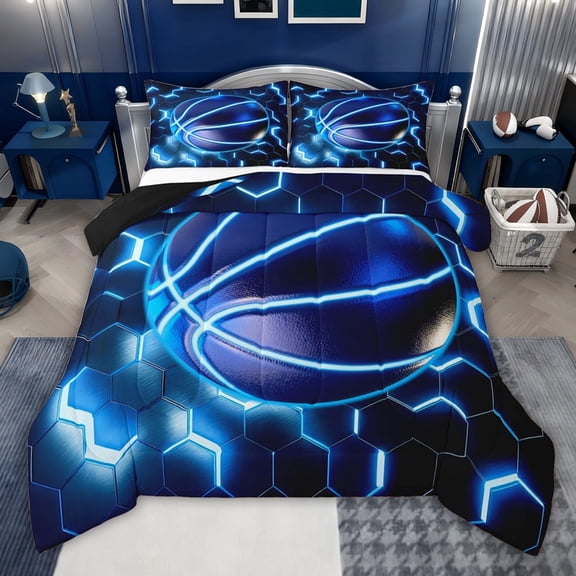 jejeloiu Basketball Sport Twin Comforter Sets,Boys Ball Game Bedding Set For Teens Reversible 2 Pieces