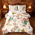thumbnail image 1 of jejeloiu Beige Cowgirl Western 7-Piece Bedding Comforter Set Kids,Desert Boot Print King Bedding Sets,Reversible, 1 of 7