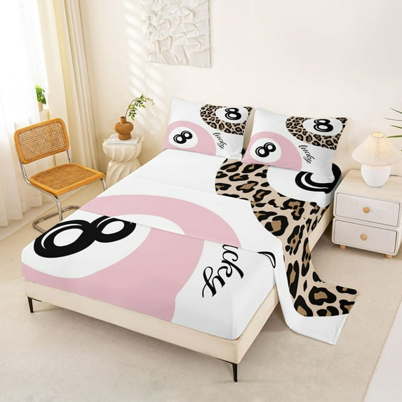jejeloiu Billiard Sport Full Size Sheets,Ball Gamer Bed Sheets For Girls Women 4-Piece
