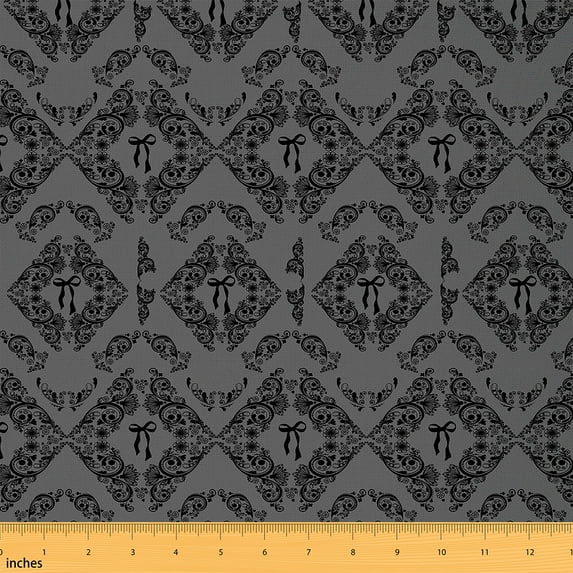 jejeloiu Black Baroque Fabric (10 Yard),Damask Bow Sewing Fabric For Girls Kids