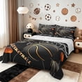thumbnail image 1 of jejeloiu Black Basketball Bed Sheets,Ball Games King Sheets,Black Gold Orange Sheet Set,Lightweight Room Decor,4-Piece, 1 of 7