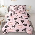 thumbnail image 1 of jejeloiu Black Bowtie Bow Bedding Comforter Set 7pcs,Hello Fall Pumpkin Queen Bedding Sets,Halloween Witch Hat Queen Sheet Sets For Child,Microfiber Bedroom Decor Reversible, 1 of 8