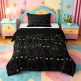 thumbnail image 1 of jejeloiu Black Cat Yellow Eyes Twin Comforter Sets Kids,Spooky Kitten Pattern Bedding Set For Girls,Reversible,2 Pieces, 1 of 8