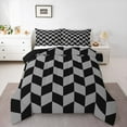 thumbnail image 1 of jejeloiu Black Geometric Rhombus Bedding Comforter Set,Modern Minimalist Geometric Twin Comforter Sets,Gray Checkerboard Grid Bedding Set For Teens,Ultra Soft Home Decor Reversible,2 Pieces, 1 of 8
