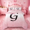 thumbnail image 1 of jejeloiu Black Initial G Full Size Comforter Sets For Girls,Cute Coquette Bow Bedding Sets For Kids,Pink Reversible,3-Piece, 1 of 7