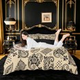 thumbnail image 1 of jejeloiu Black Paisley Duvet Cover Queen For Men Women,Bohemian Print Queen Bedding,Beige Black,Black Reversible,3 Pieces,1 Duvet Cover and 2 Pillowcases, 1 of 6