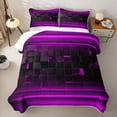thumbnail image 1 of jejeloiu Black Purple Classic Check Quilt Full For Girls,Abstract Geometric Print Full Bedspread Sets For Kids,3 Pieces, 1 of 7