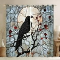 thumbnail image 1 of jejeloiu Black Raven Black Out Curtains,Stained Glass Curtains Pack of 2 (42x63 Each),Red Berry Bedroom Curtains For Boys Kids,Ultra Soft Home Decor, 1 of 5