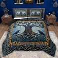 thumbnail image 1 of jejeloiu Black Raven Crow Queen Comforter Set,Bohemian Style Tree Bedding Comforter Set For Teens Reversible 3pcs, 1 of 8