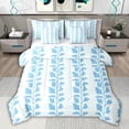 thumbnail image 1 of jejeloiu Blue Botanical Leaf 7 Pieces Bedding Comforter Set,Minimalist Aesthetic Full Bedding Set For Adults Reversible, 1 of 8