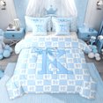 thumbnail image 1 of jejeloiu Blue Bowknot Bow 7-Piece Twin Bedding Sets,Letter K Monogrammed Bedding Comforter Set For Girls Kids Reversible, 1 of 8