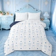 thumbnail image 1 of jejeloiu Blue Bowtie Love Queen Comforter Set,Cute Ribbon Bowknot Bedding Comforter Set For Girl Teens Reversible 3-Piece, 1 of 8
