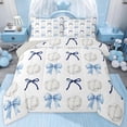 thumbnail image 1 of jejeloiu Blue Cute Bowtie Queen Comforter Set,Kids Ball Game Bedding Comforter Set For Volleyball Lover Reversible 3 Pieces, 1 of 8