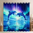 thumbnail image 1 of jejeloiu Blue Cute Whale Black Out Curtains,Galaxy Starry Sky Curtains Pack of 2 (42x63 Each) For Boys Kids, 1 of 6