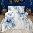 thumbnail image 1 of jejeloiu Blue Flower Floral Queen Comforter Set,Gray Leaves Bedding Sets,Modern Minimalsit Aesthetic Bedding Comforter Set For Girls,Super Cozy Room Decor Reversible,3 Pieces, 1 of 8
