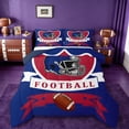 thumbnail image 1 of jejeloiu Blue Football Helmet Queen Comforter Set,Rugby Ball Games Bedding Comforter Set For Boys Teens Reversible 3 Pieces, 1 of 8