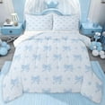 thumbnail image 1 of jejeloiu Blue Lovely Bow Queen Comforter Set,Cute Cartoon Heart Bedding Comforter Set For Girls Reversible 3 Pieces, 1 of 8