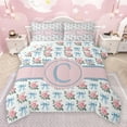 thumbnail image 1 of jejeloiu Blue Monogrammed C Queen Comforter Set,Bow Tie Ribbon Bedding Sets,Pink Riustic Flower Bedding Comforter Set For Girl Teens,Ultra Soft Bedroom Decor Reversible,3-Piece, 1 of 8