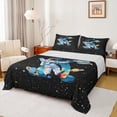 thumbnail image 1 of jejeloiu Blue Monogrammed K Bed Sheets,Universe Starry Sky King Sheets,Cosmos Nebula Kawaii Astronsut Sheet Set For Boy Teens,Ultra Soft Bedroom Decor,4 Pieces, 1 of 7