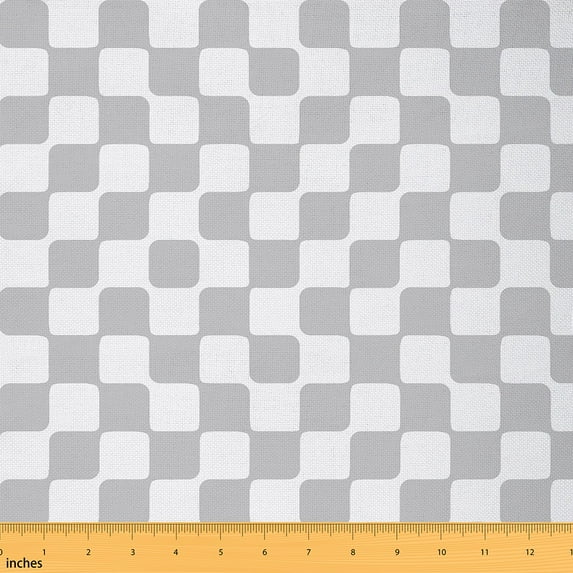 jejeloiu Blue Plaid Buffalo Fabric by the Yard 1 Yard,Modern Geometric Aesthetic Home Decor Fabric by the Yard,Gray White Geometric Sewing Fabric For Children,Microfiber Bedroom Decor