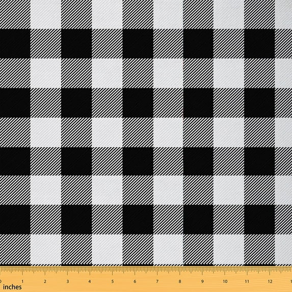 jejeloiu Blue Plaid Grid Fabric by the Yard 1 Yard,Modern Geometric Aesthetic Home Decor Fabric by the Yard,Black White Geometric Sewing Fabric For Children,Microfiber Bedroom Decor