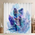 thumbnail image 1 of jejeloiu Blue Purple Feather Blackout Curtains Set of 2 (52x84 Each),Watercolor Graffiti Aesthetic Window Curtains For Girls Kids, 1 of 6