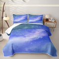 thumbnail image 1 of jejeloiu Blue Purple Galaxy Star Twin Quilt Set Kids,Dreamy Magical Sky Pattern Twin Coverlet Set For Girls,2pcs, 1 of 7