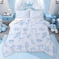 thumbnail image 1 of jejeloiu Blue Ribbon Bows Full Size Comforter Sets,Seashell Conch Print Bedding Sets For Girls Boys Reversible 3pcs, 1 of 7
