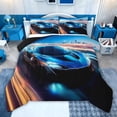 thumbnail image 1 of jejeloiu Blue Sport Car Queen Comforter Set,Speed Game Car Bedding Comforter Set For Racing Gamer Reversible 3 Pieces, 1 of 8