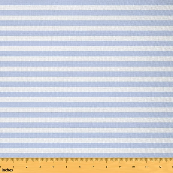 jejeloiu Blue Stripes Lines Fabric by the Yard 1 Yard,Modern Geometric Aesthetic Home Decor Fabric by the Yard,White Blue Geometric Sewing Fabric For Children,Microfiber Bedroom Decor