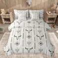 thumbnail image 1 of jejeloiu Bohemian Bull Skull 7pcs Bedding Comforter Set,Rustic Farmhouse Hunting Queen Bedding Sets,Ancient Aztec Geometric Queen Sheet Sets For Boys Kids,Breathable Home Decor Reversible, 1 of 8
